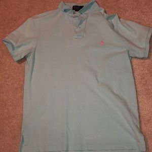 Light blue with pink logo polo boys Medium